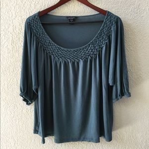 Moda International Teal Green Scoop Neck Top XL